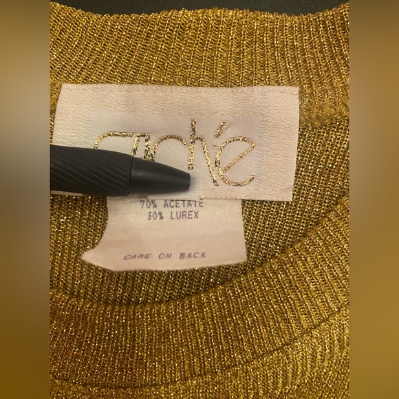 Vintage Cache Woman’s Gold Metallic Pullover Top Blouse Size Medium - Picture 5 of 8